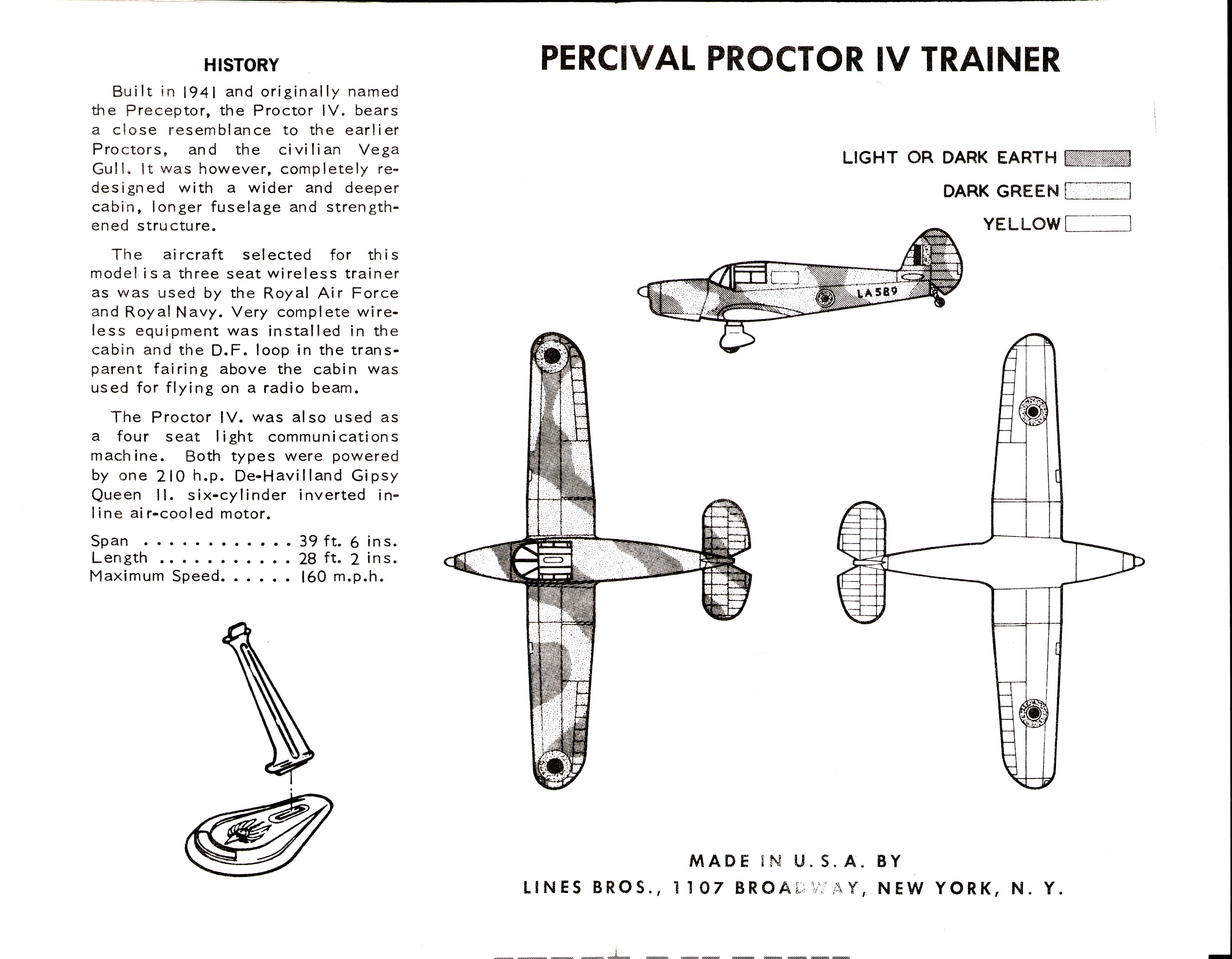 Air Lines 4905 Percival Proctor IV, Lines Bros. Inc., 1964, painting guide